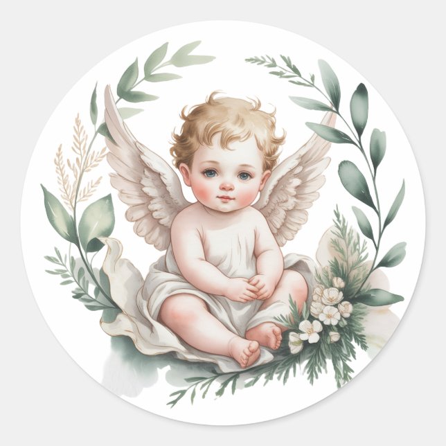 Adesivo Watercolor Angel Wings Baptism  (Frente)