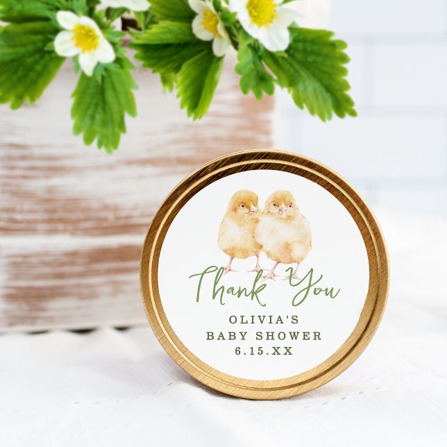 Adesivo Watercolor Baby Chicks  Baby Shower Favor (Criador carregado)