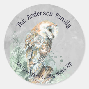 Adesivo Watercolor Barn Owl Nature Willife Art