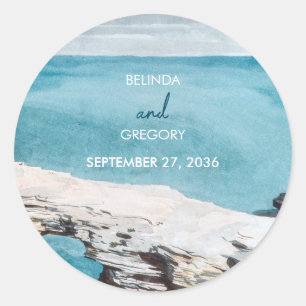 Adesivo Watercolor Beach Ocean Ong Casamento Monograma