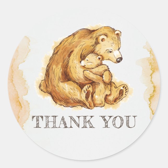 Adesivo Watercolor Bear Birthday Obrigado (Frente)