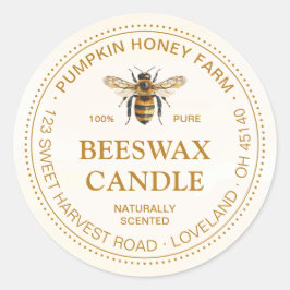 Adesivo Watercolor Bee Dotted Frame Beeswax Product Label