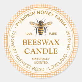 Adesivo Watercolor Bee Orange Plaid Border Beeswax Product