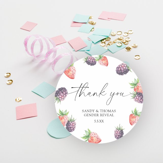 Adesivo Watercolor Berries - Obrigado, gênero revela (Criador carregado)