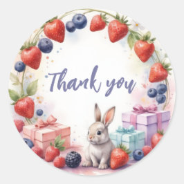 Adesivo Watercolor Berry First Birthday Bunny and Gifts
