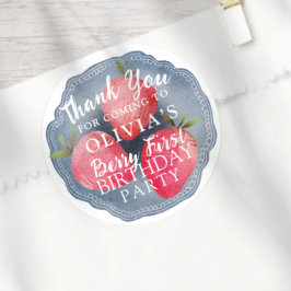 Adesivo Watercolor Berry First Birthday Favor 