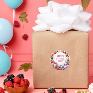 Adesivo Watercolor Berry First Birthday Strawberry Party -
