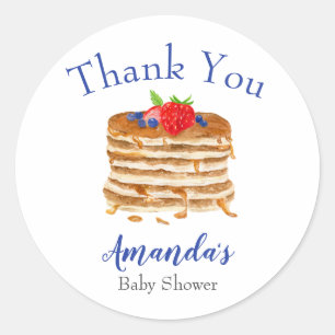 Adesivo Watercolor Berry Pancake Blue Gingham Obrigado