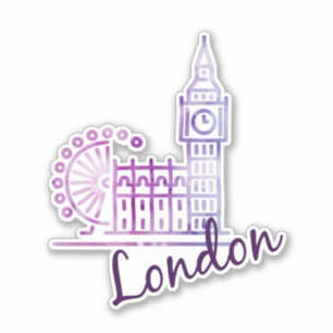 Adesivo Watercolor Big Ben London Sticker - Viagem britâni