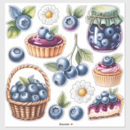 Adesivo Watercolor Blueberry Treats Sticker Pack Isolated 