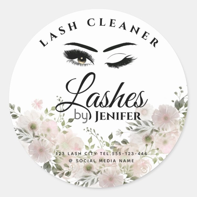 Adesivo Watercolor boho floral makeup lash clean clássico (Frente)