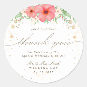 Adesivo Watercolor Boho Pink & Ivory Floral Obrigado