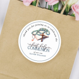 Adesivo Watercolor Boy First Santa Comunhão Obrigado