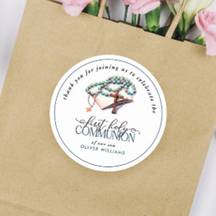 Adesivo Watercolor Boy First Santa Comunhão Obrigado