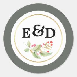 Adesivo Watercolor Branches Monograma Casamento