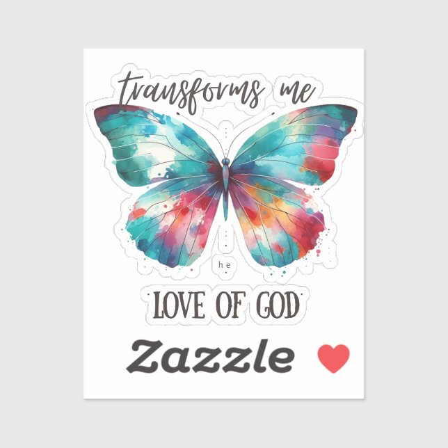 Adesivo Watercolor butterfly with Christian quote: "God's  (Folha)