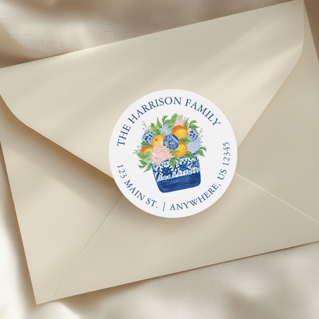 Adesivo Watercolor Chinoiserie Mandarins Endereço de Natal (Criador carregado)