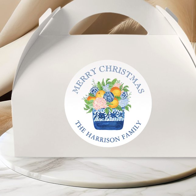 Adesivo Watercolor Chinoiserie Mandarins Presente de Natal (Criador carregado)