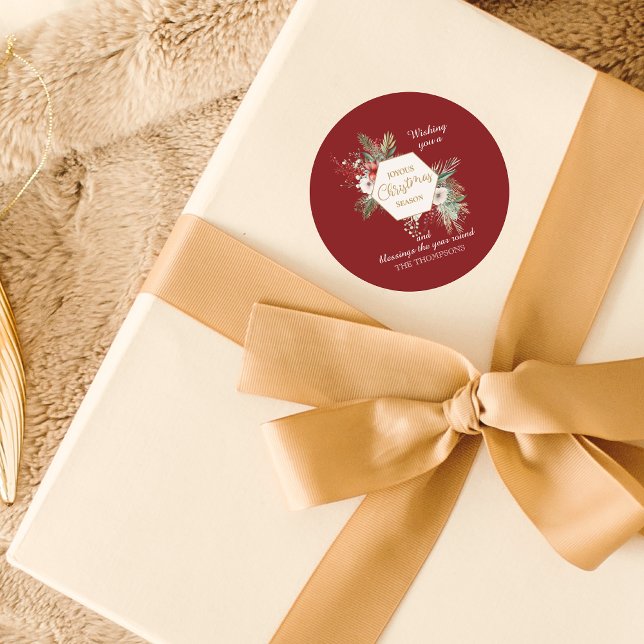 Adesivo Watercolor Christmas Botanical Name Red (Criador carregado)