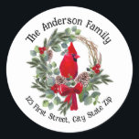 Adesivo Watercolor Christmas Cardinal Red Bird<br><div class="desc">Watercolor Christmas Cardinal Red Bird Berries era perfeito para aqueles que amam pássaros Graphic Art para personalizar ou personalizar com suas próprias informações</div>