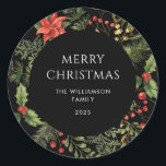 Adesivo Watercolor Christmas Floral Red Berries<br><div class="desc">O nosso autocolante de Natal personalizado é a forma perfeita de acrescentar um toque festivo e único às suas comemorações de férias. Adorado com lindos botânicos de Natal,  como uma delicada concha e groselhas clássicas,  este adesivo captura a beleza eterno da estação.</div>