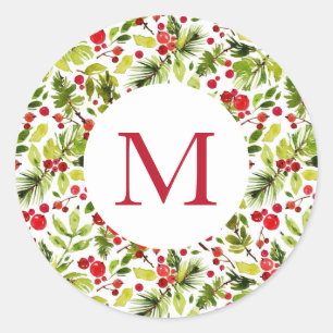 Adesivo Watercolor Christmas Greens e Berries