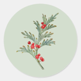 Adesivo Watercolor Christmas Juniper Branch com Berries