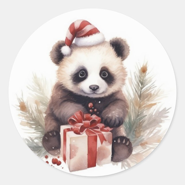 Adesivo Watercolor Christmas Panda Bear (Frente)