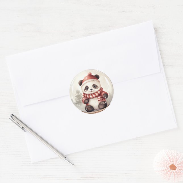 Adesivo Watercolor Christmas Panda Bear (Envelope)