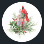 Adesivo Watercolor Christmas Red Cardinal and Berries<br><div class="desc">Colagem de Natal</div>