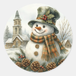 Adesivo Watercolor Christmas Snowman Cozy Winter Holiday
