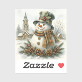 Adesivo Watercolor Christmas Snowman Cozy Winter Holiday