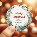 Adesivo Watercolor Christmas Wreath com amor de<br><div class="desc">Festiva aquarela por baixo dos palitos de Natal Merry Dags. Clique no botão editar/personalizar para personalizar este design com seu texto.</div>