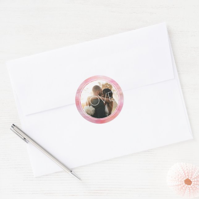 Adesivo Watercolor Circle Pink Peach Custom Photo (Envelope)