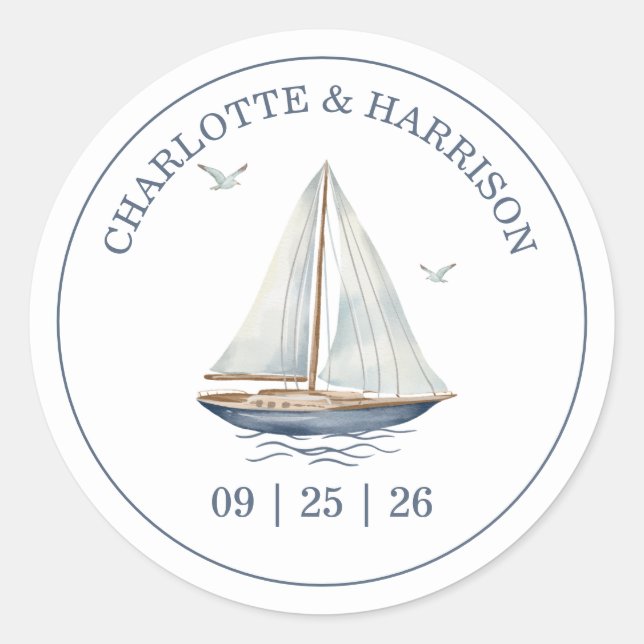 Adesivo Watercolor Coastal Seascape Wedding (Frente)