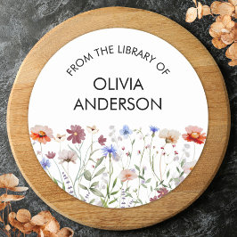 Adesivo Watercolor Colorful Wildflower Book Plate Sticker