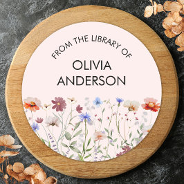 Adesivo Watercolor Colorful Wildflower Book Plate Sticker
