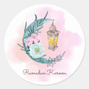 Adesivo Watercolor Crescent Ramadan Kareem Round Sticker