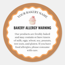 Adesivo Watercolor Cupcake Bakery Allergy Warning