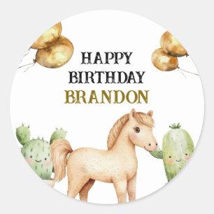 Adesivo Watercolor Cute Cowboy 1rua Rodeio Aniversário