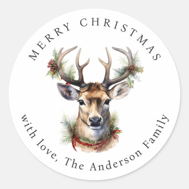 Adesivo Watercolor Deer Christmas (Frente)