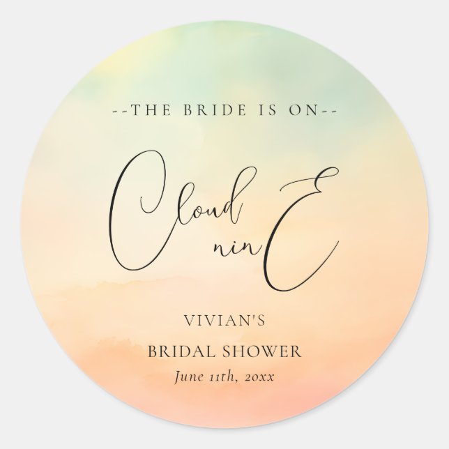 Adesivo Watercolor Dreamy Sunset Cloud 9 Chá de panela (Frente)