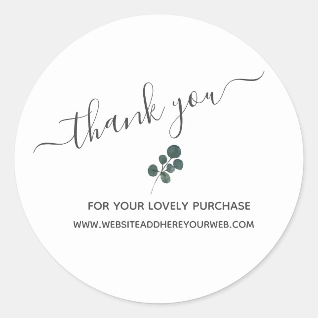 Adesivo Watercolor Eucalyptus Greenerescente Obrigado a Ne (Frente)