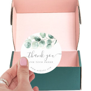 Adesivo Watercolor Eucalyptus Greenery Dourado Obrigado