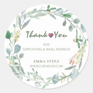 Adesivo Watercolor Eucalyptus Leafe Wreath Obrigado