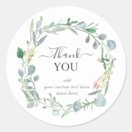 Adesivo Watercolor Eucalyptus Leafy Wreath Muito Obrigado