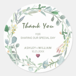 Adesivo Watercolor Eucalyptus Wreath Casamento Obrigado