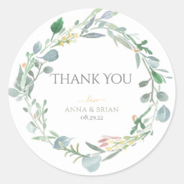 Adesivo Watercolor Eucalyptus Wreath Greenery Casamento