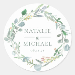 Adesivo Watercolor Eucalyptus Wreath Greenery Casamento