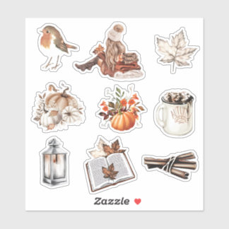 Adesivo Watercolor Fall Girl lendo carta de recorte